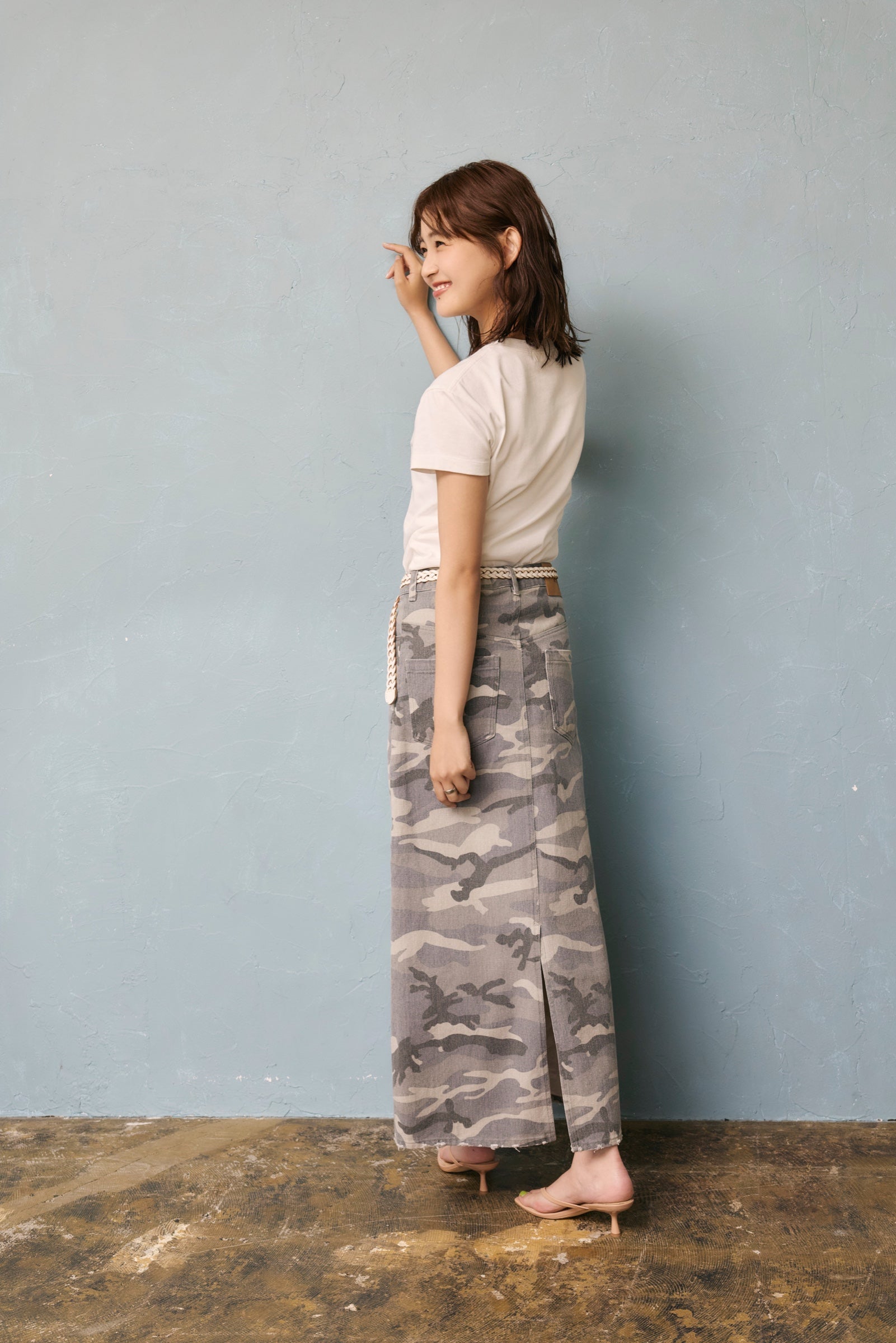 .at - Camouflage Skirt - White Camo 01